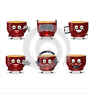 Kava drink cartoon character are playing games with various cute emoticons