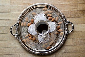 Kavala Cookie from Greece in a Silver Tray. photo