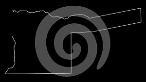 Kavango East region map of Namibia outline animation