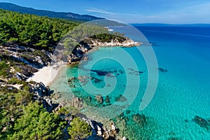 Kavourotrypes or Orange is a small paradise of small beaches located between Armenistis and Platanitsi in Sithonia, Chalkidiki, photo