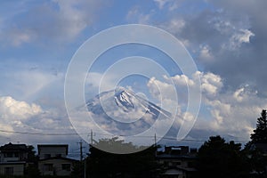 Kawaguchio - Japan, June 14, 2017: Mount Fuji at twilight seen f