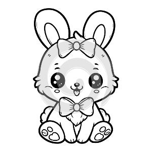 Kawai rabbit cute vector design illustration for coloring