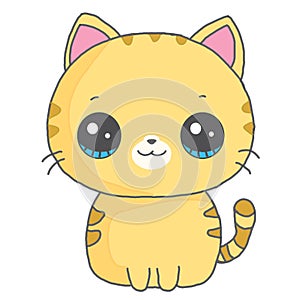 Kawai simple cute playful kitten clip art photo
