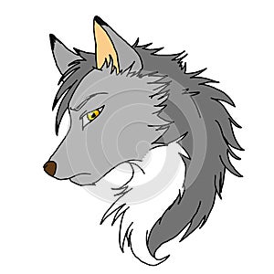 Kawai simple cute Wolf vector clip art