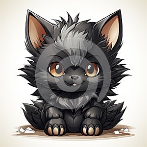 Kawaii Baby lycanthrope on white background.