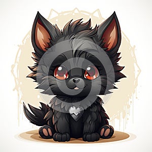 Kawaii Baby lycanthrope on white background.