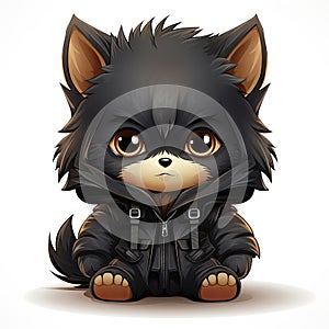 Kawaii Baby lycanthrope on white background.