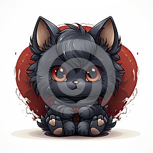 Kawaii Baby lycanthrope on white background.