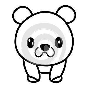 Kawaii bear vector linear illustration