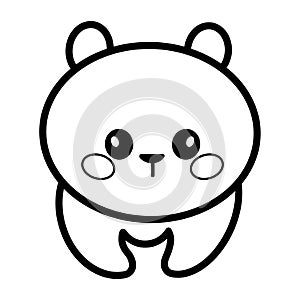 Kawaii bear vector linear illustration