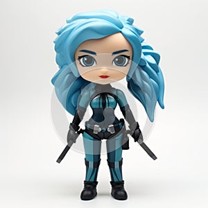 Kawaii Blue And Black Action Figure - Detailed Vinyl Toy