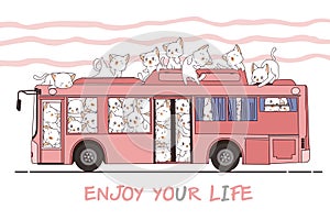 Kawaii cats and bus