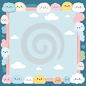 kawaii cloud border with cute clouds