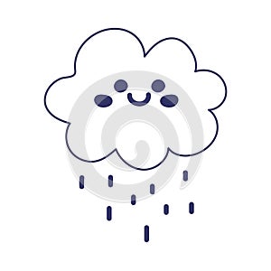 Kawaii cloud rain weather cartoon cute line style