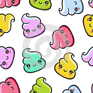 Kawaii color poo emoji pattern