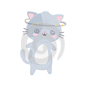 Kawaii crazy cat cute cartoon isolated icon