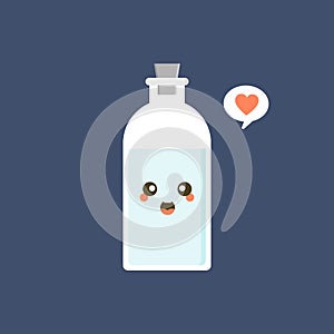 kawaii and cute character chemical bottle flat design vector illustration. Science experiment, research laboratory elements flat