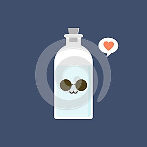 kawaii and cute character chemical bottle flat design vector illustration. Science experiment, research laboratory elements flat