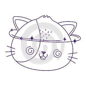 Kawaii cute crazy cat face cartoon isolated icon
