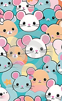 Kawaii cute mouse pattern design wallpaper illustration