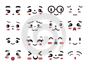 Kawaii cute smile emoticons and japanese anime emoji