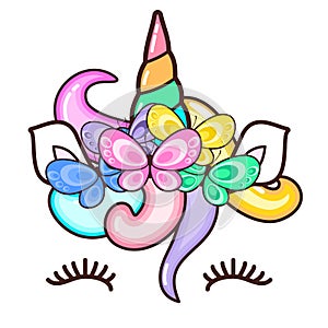 Kawaii cute unicorn horn, funny colorful cartoon