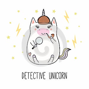 Kawaii detective unicorn