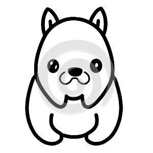 Kawaii dog vector linear illustration