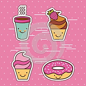 Kawaii food with background colorful image