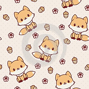 Kawaii fox seamless wallpaper.