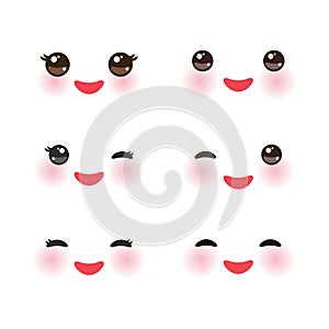 Kawaii funny muzzle with pink cheeks and winking