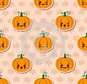 Kawaii Halloween seamless pattern