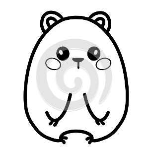 Kawaii hamster vector linear illustration