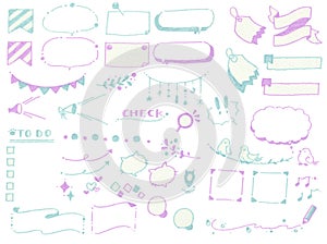 Kawaii hand drawn doodle bubbles set