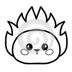 Kawaii hedgehog vector linear illustration