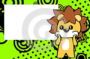 Kawaii lion character cartoon pictureframe illustration background