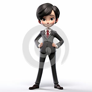 Kawaii Manga Style 3d Character Render Of Hannah In Suit