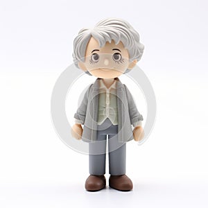 Kawaii Manga Style Elderly Figure With Short Salt And Pepper Hair