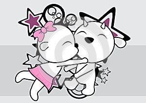 Kawaii goat couple cartoon valentine love background