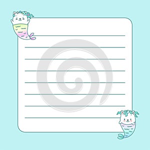 Kawaii notebook page template