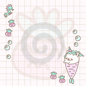 Kawaii notebook page template