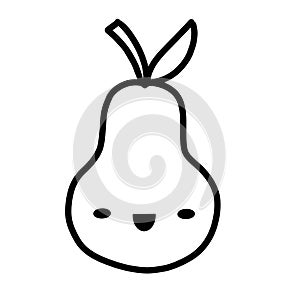 Kawaii pear vector linear illustration