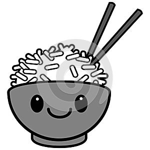 Kawaii Rice Bowl Illustration