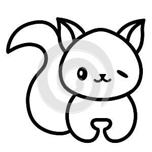 Kawaii squirrel vector linear illustration