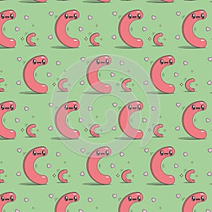 Kawaii style C letter pattern