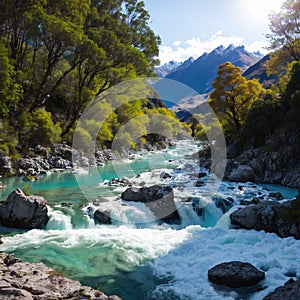 Kawarau river and forest ,fantastic Queenstown, New Zealand made with Generative AI