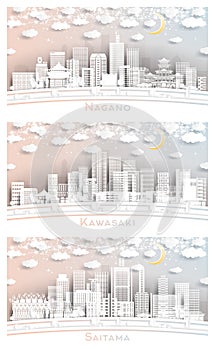 Kawasaki, Saitama and Nagano Japan City Skyline Set