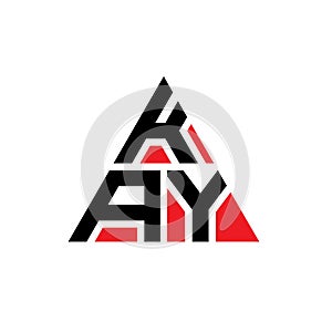 KAY triangle letter logo design with triangle shape. KAY triangle logo design monogram. KAY triangle vector logo template with red photo