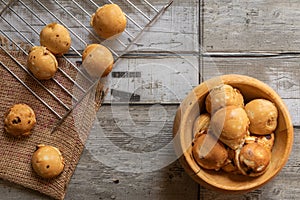 Kaya ball in a wooden bowl placed on a wooden background