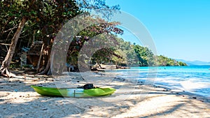 Kayak on the beach of Koh Wai Island Trat Thailand is a tinny tropical Island near Koh Chang.